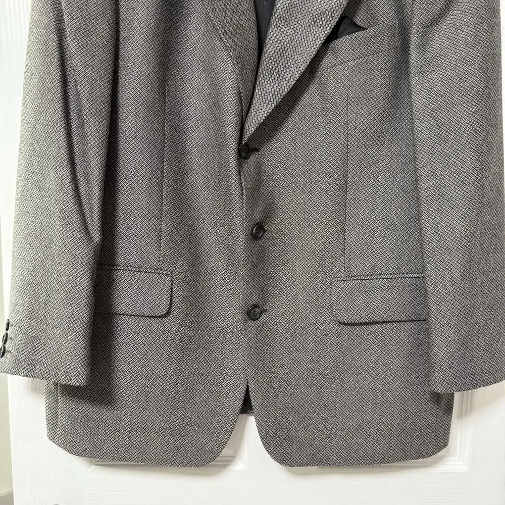 Yves Saint Laurent Men's Chevron 100%Wool Sportscoat Blazer Jacket Size 43R